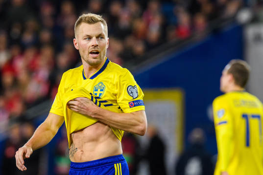 Sebastian Larsson of Sweden looks dejected