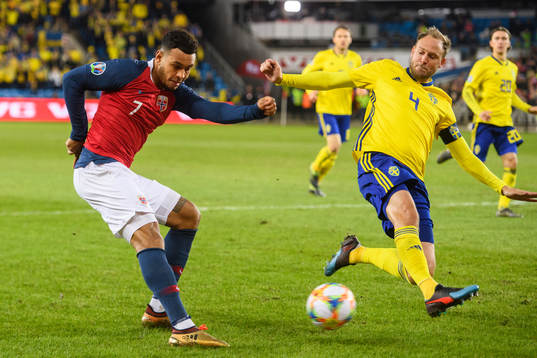 Joshua King of Norway and Andreas Granqvist of Sweden