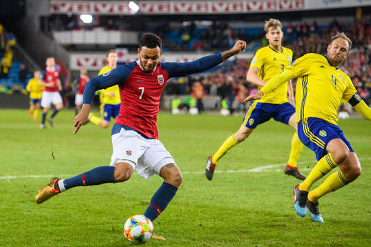 Joshua King of Norway and Andreas Granqvist of Sweden