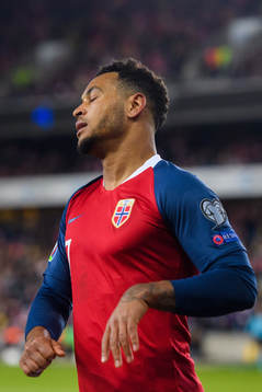 Joshua King of Norway looks dejected