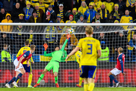 Goalkeeper Rune Almenning Jarstein of Norway makes a save