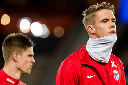 Markus Henriksen and Kristoffer Ajer of Norway