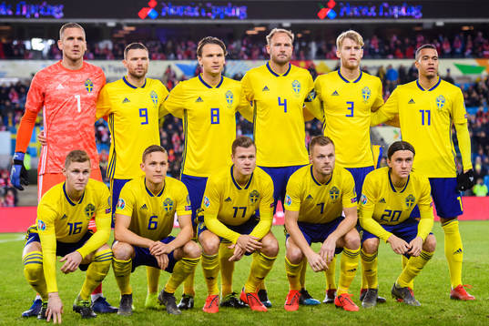 2nd row goalkeeper Robin Olsen, Marcus Berg, Albin Ekdal,