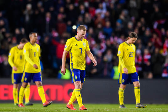 Sebastian Larsson of Sweden looks dejected