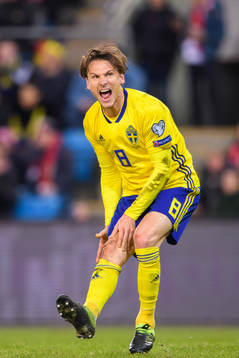 Albin Ekdal of Sweden in pain