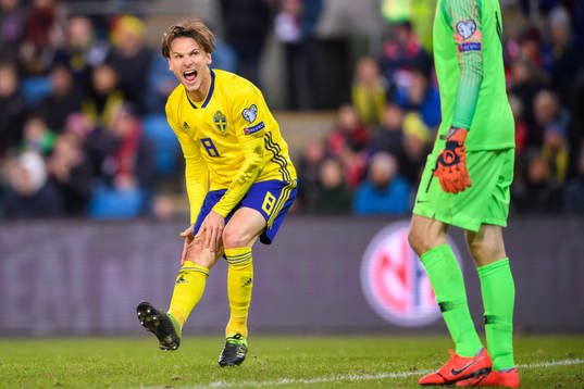 Albin Ekdal of Sweden in pain