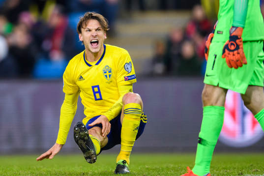 Albin Ekdal of Sweden in pain
