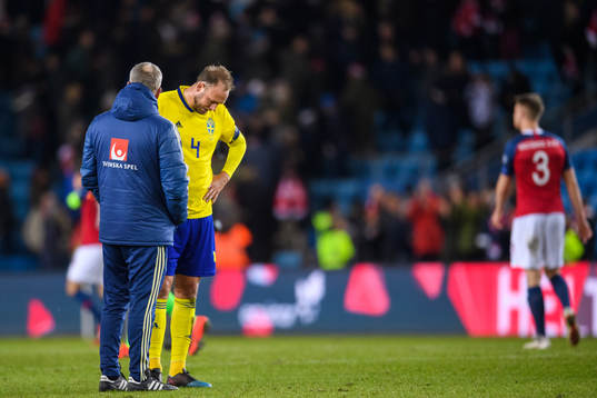 Andreas Granqvist of Sweden looks dejected