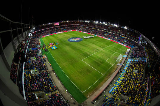 Players of team Norway and Sweden enter the field