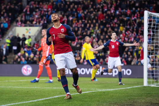 Joshua King of Norway looks dejected