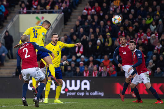 Robin Quaison and Marcus Berg of Sweden
