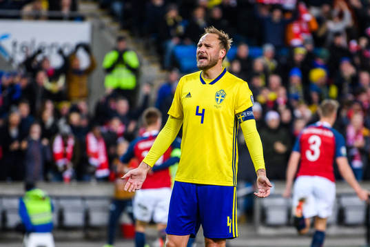 Andreas Granqvist of Sweden reacts