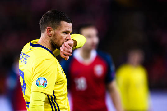Marcus Berg of Sweden looks dejected