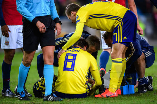Albin Ekdal  of Sweden in pain