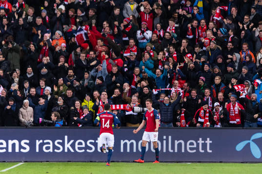 Omar Elabdellaoui and Markus Henriksen of Norway celebrate