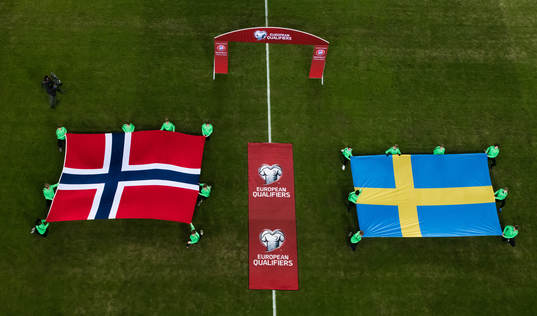 The flags of Norway and Sweden