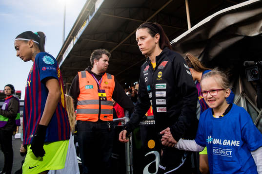 Isabell Bachor of LSK Kvinner enters the pitch