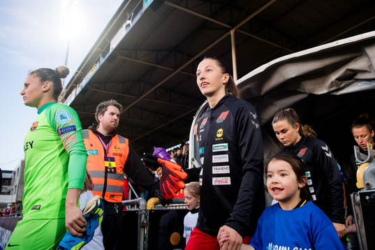 Goalkeeper Cecilie Fiskerstrand of LSK Kvinner enters the
