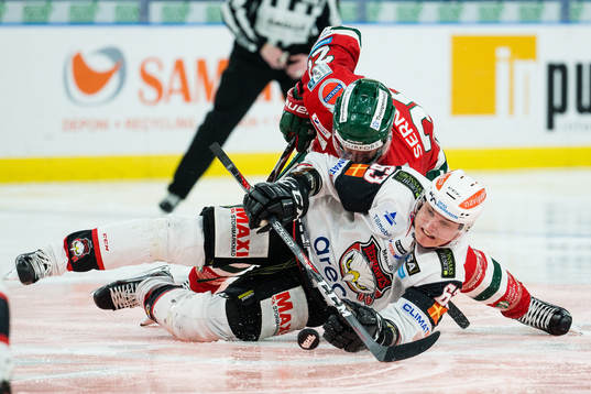 Frölundas Joel Lundqvist och Malmö Redhawks Fredrik