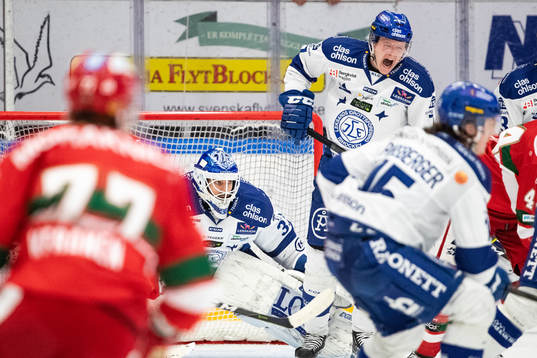 Leksands målvakt Axel Brage och Lucas Nordsäter