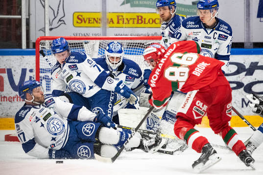 Leksands Jesper Ollas och Lucas Nordsäter och målvakt
