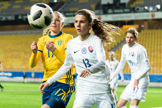 Slovakiens Tereza Mrockova och Sveriges Moa Karlsson