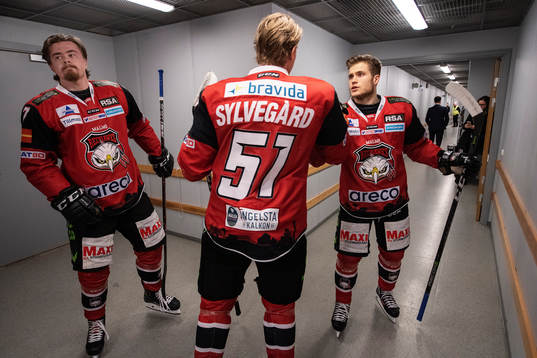 Malmö Redhawks Marcus Björk, Emil Sylvegård och