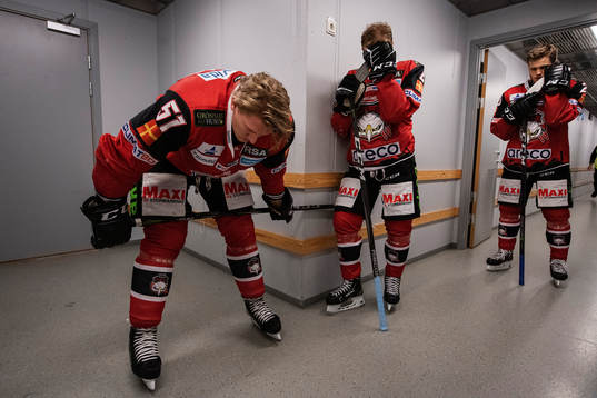 Malmö Redhawks Emil Sylvegård, Johan Olofsson och