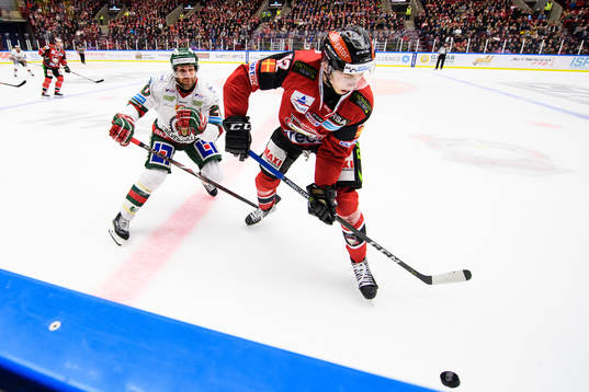 Frölundas Joel Lundqvist och Malmö Redhawks Linus Cronholm
