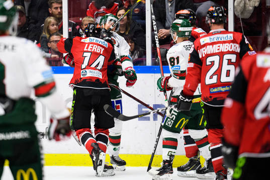Malmö Redhawks Carl-Johan Lerby markerar mot Frölundas