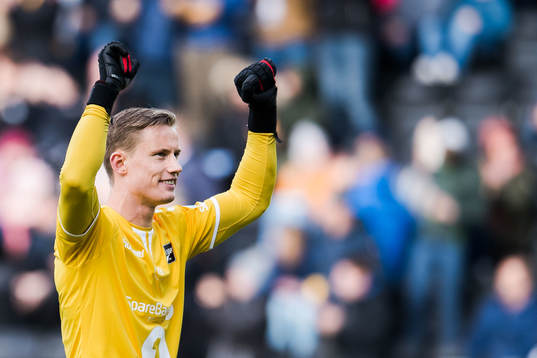 Goalkeeper Sondre Rossbach of Odd celebrates