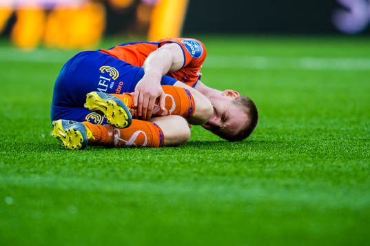 Torbjørn Agdestein of Aalesund in pain