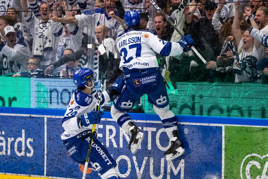 Leksands Anton Karlsson och Thomas Valkvæ Olsen  jublar