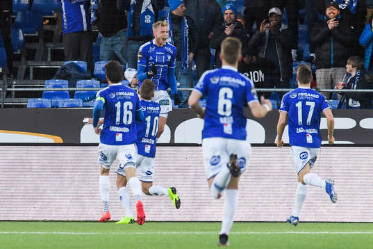 Jonathan Lindseth of Sarpsborg 08 celebrates