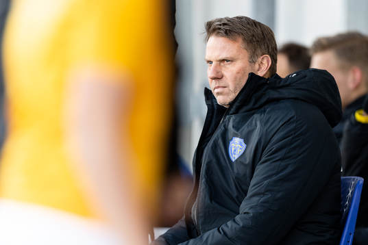 Falkenbergs tränare Hasse Eklund före fotbollsmatchen i