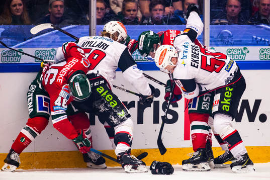 Frölundas Oliwer Fjellström och Malmö Redhawks Anton
