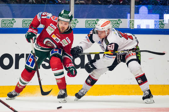 Frölundas Mats Rosseli Olsen och Malmö Redhawks Tobias