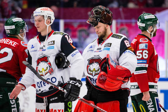 Malmö Redhawks målvakt Oscar Alsenfelt deppar