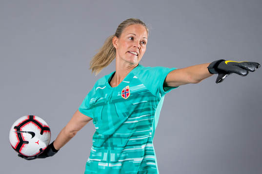 Goalkeeper Ingrid Hjelmseth of Norway poses for a portrait