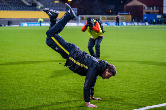 Aasmund Bjørkan, assistant coach of Bodø/Glimt, celebrates
