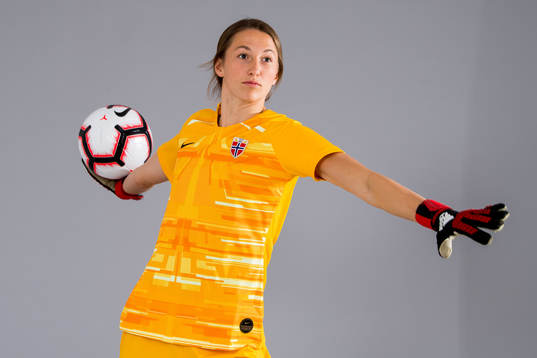 Goalkeeper Cecilie Fiskerstrand of Norway poses for a