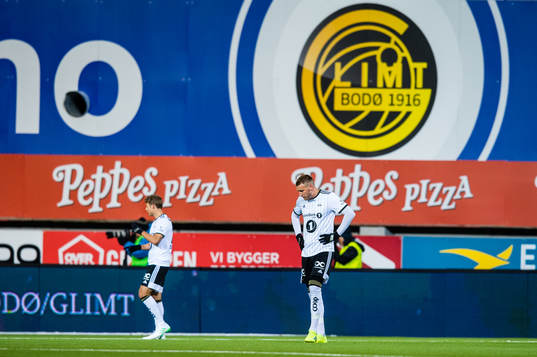 Nicklas Bendtner of Rosenborg looks dejected