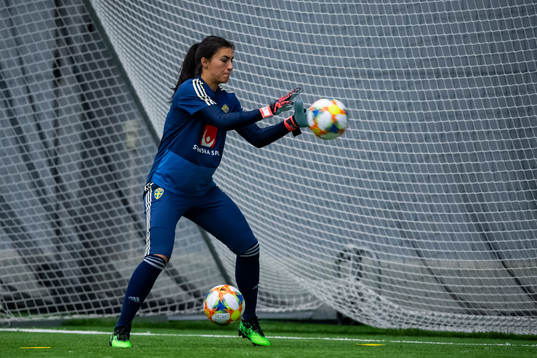 Goalkeeper Zecira Musovic of the Swedish women national