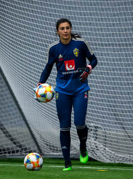 Goalkeeper Zecira Musovic of the Swedish women national