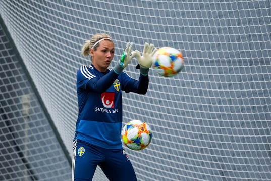 Goalkeeper Jennifer Falk of the Swedish women national