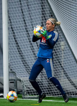 Goalkeeper Jennifer Falk of the Swedish women national