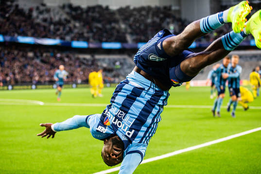 Djurgårdens Mohamed Buya Turay jublar