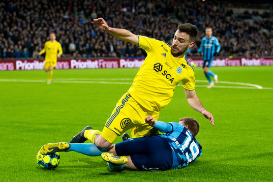 Sundsvalls Carlos Gracia och Djurgårdens Nicklas Bärkroth