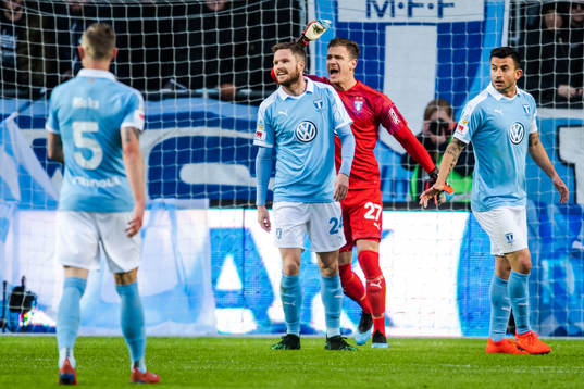 Malmö FFs Lasse Nielsen, Johan Dahlin och Behrang Safari