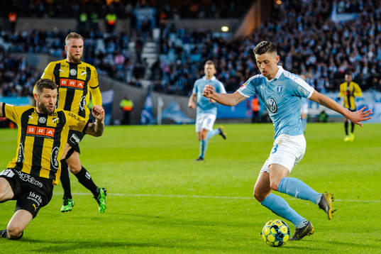 Häckens Joona Toivo och Malmö FFs Marcus Antonsson